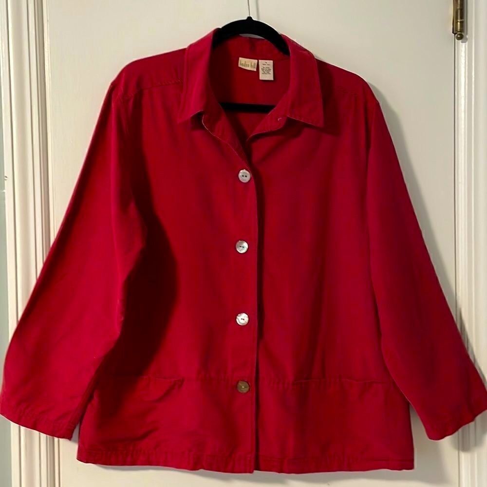 linden
hill 100% washable silk two pocket button front shirt jacket size X
